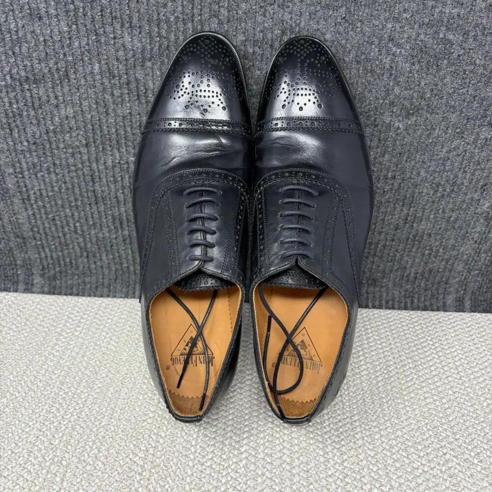 John Fluevog Classic Leather Oxfords Cap Toe Wingtip Black Men’s Size 10.5